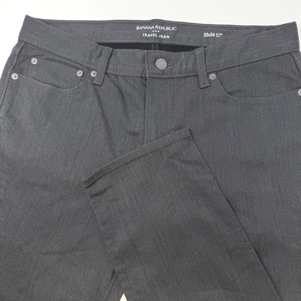 Banana Republic Travel Jean Mens 33x34 Slim Fit‎ Charcoal Gray Stretch Pants